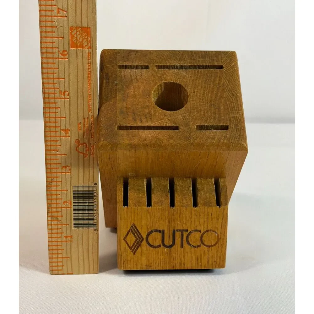 Cutco Homemaker Solid Honey Oak Wood 10-Slot Knife Block Made In USA Kitchen